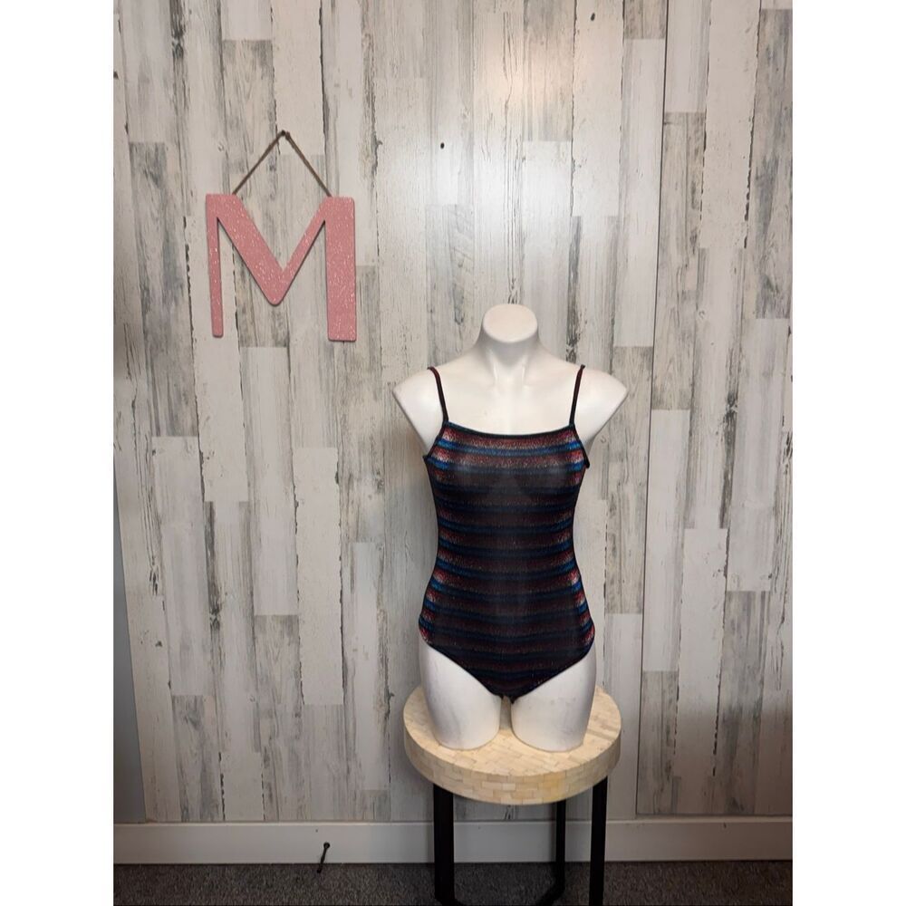 Iris Shimmer Striped Bodysuit Medium | Multicolor Glitter Cami One-Piece Festiva